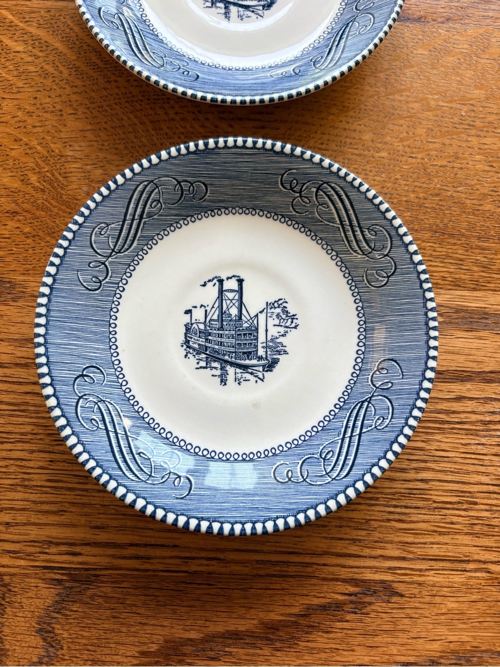 Vintage Currier & Ives “Low Water in the Mississippi"- set of 3 plates- 6 inches - Picture 3 of 10